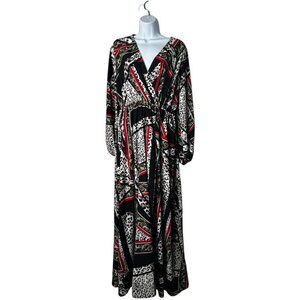 Love In Bohemian Long, Flowy Maxi Dress Black, Red & Multi Color | Sz M* | Artsy